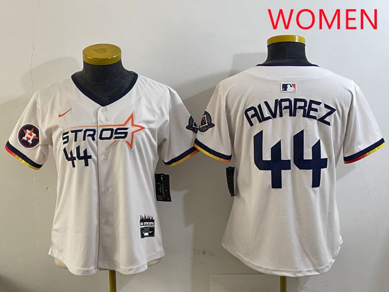 Women Houston Astros #44 Alvarez Cream Three generations Joint Name 2025 Nike MLB Jersey style 8->youth mlb jersey->Youth Jersey
